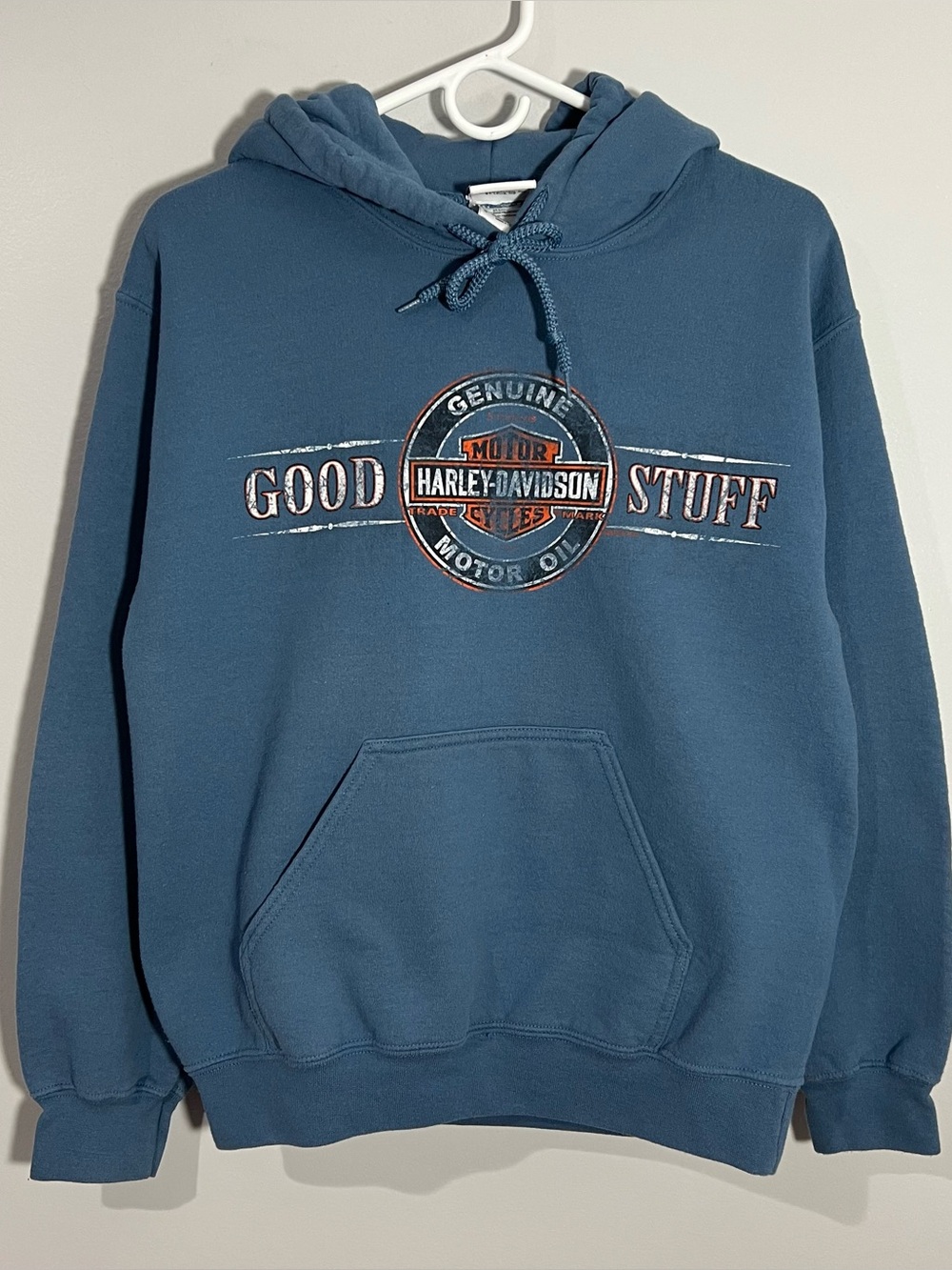 Harley-Davidson Good Stuff Frederick Maryland Blue Sweatshirt Hoodie Mens Small